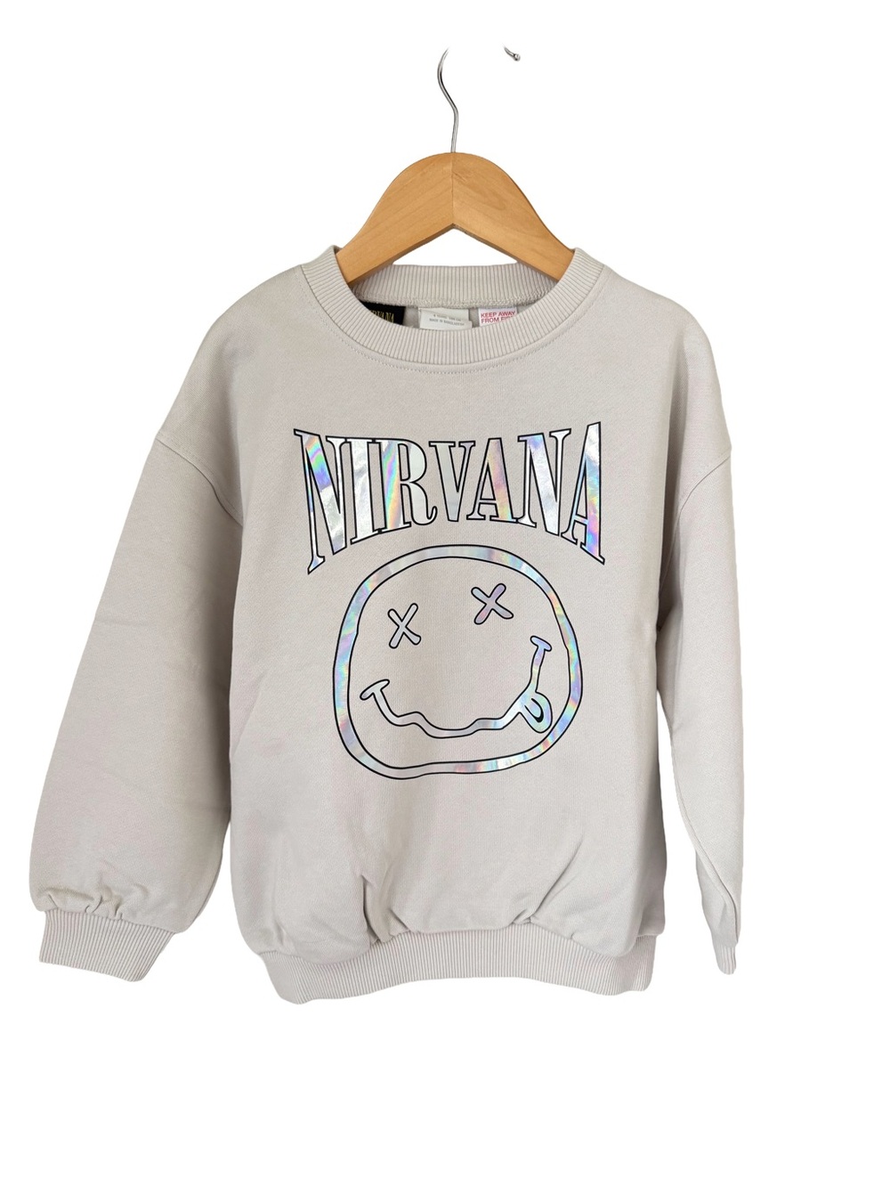Zara NIRVANA Cream Kids Holographic Iridescent Sweatshirt 4Y